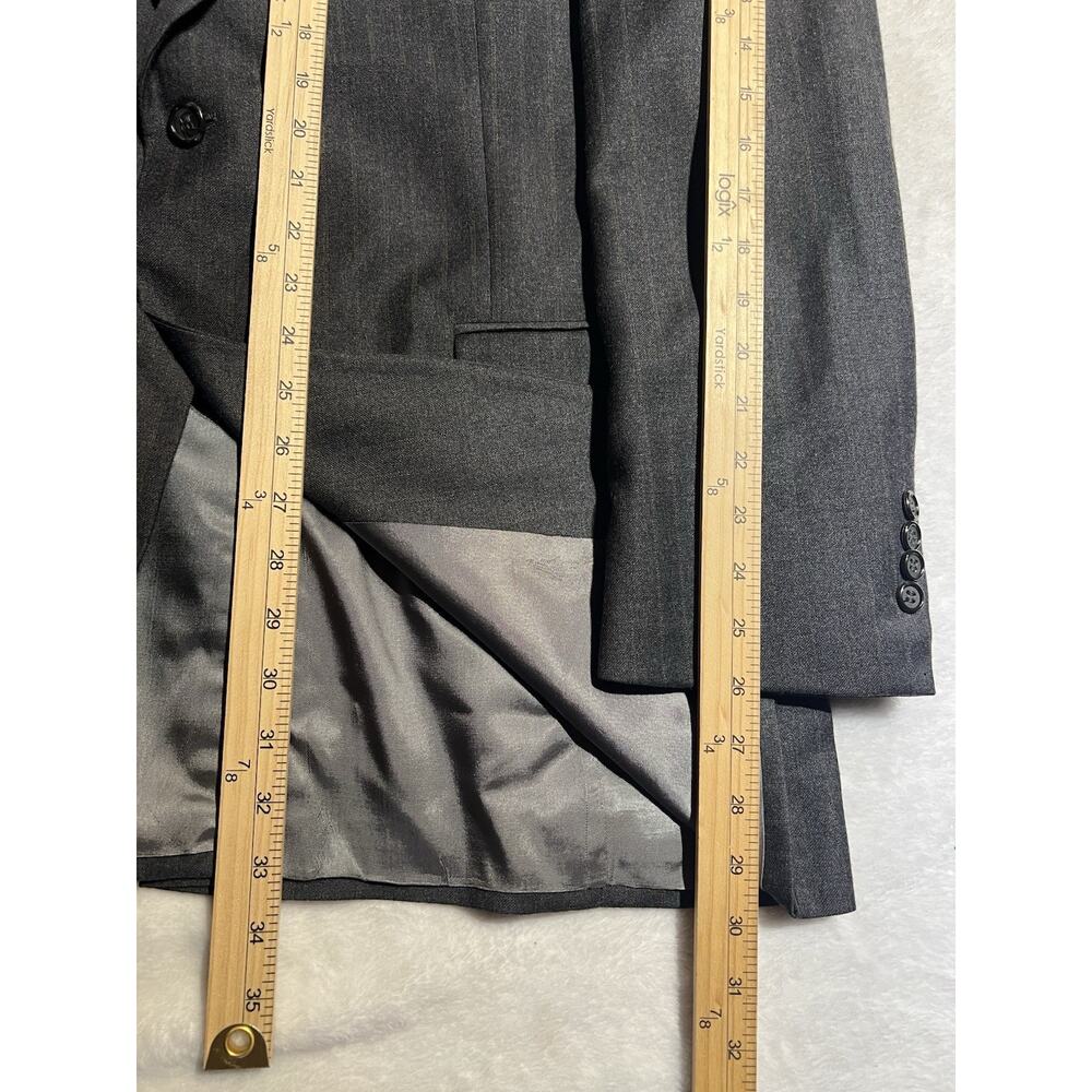 Bill Blass Premiere 44L 40x32 Gray Subtle Brown Stripe Flannel Suit - Picture 12 of 16